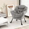 Costway Large Lazy Chair with Cozy Head Pillow Stylish Tufted Back & Seat Armrests Beige/Gray/Pink